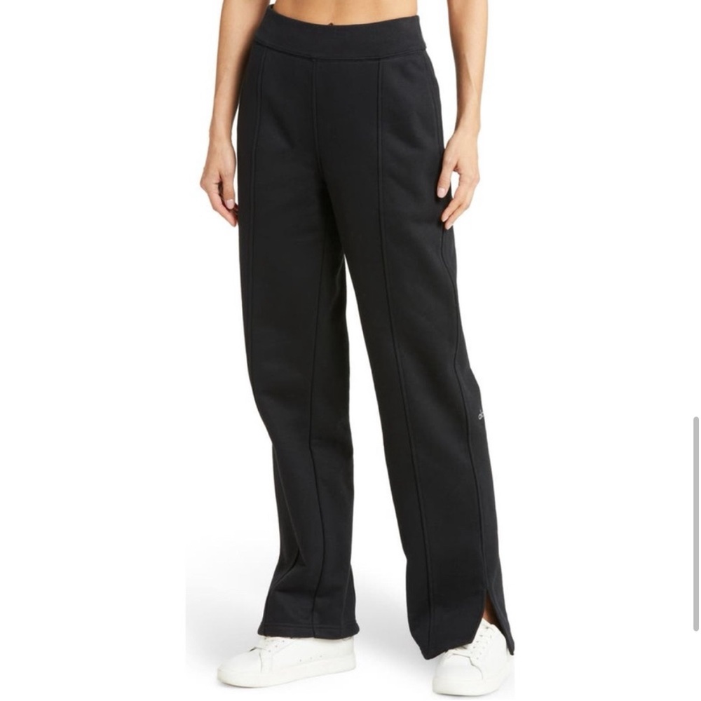 ALO Yoga Black Track Pants with High-Rise Waist